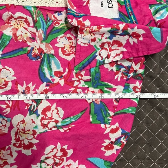 Revolve Pitusa Collared Tie Shirt Size in Fuchsia Floral Print (Size III-L) - Picture 14 of 14